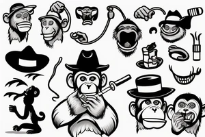 monkey in a hat with a cigarette in his mouth tattoo idea