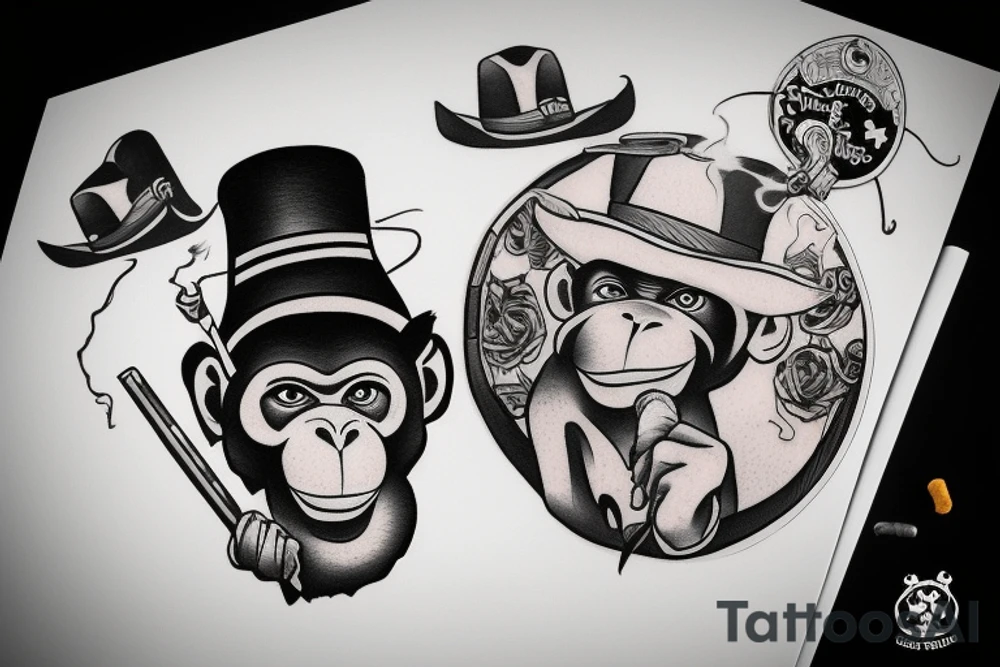 monkey in a hat with a cigarette in his mouth tattoo idea monkey in a hat with a cigarette in his mouth tattoo idea