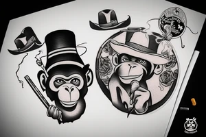 monkey in a hat with a cigarette in his mouth tattoo idea