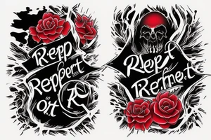 The word repent in red ink vertical tattoo idea