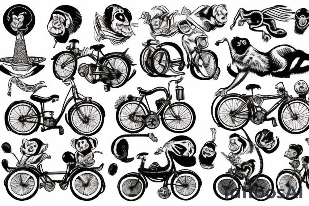circus monkey on a bicycle tattoo idea