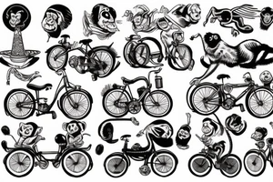 circus monkey on a bicycle tattoo idea