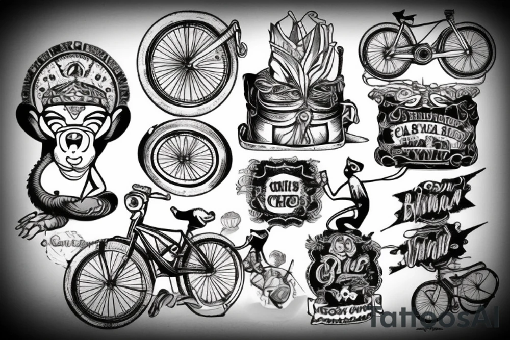 circus monkey on a bicycle tattoo idea