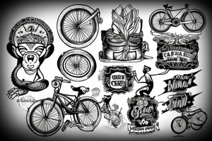 circus monkey on a bicycle tattoo idea