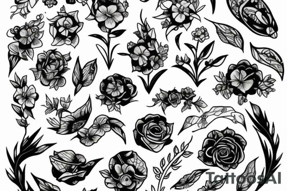 mouse and flower tattoo idea