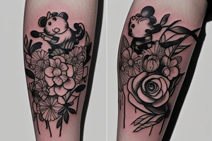 mouse and flower tattoo idea