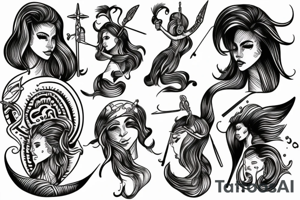 sagittarius surf girl tattoo idea