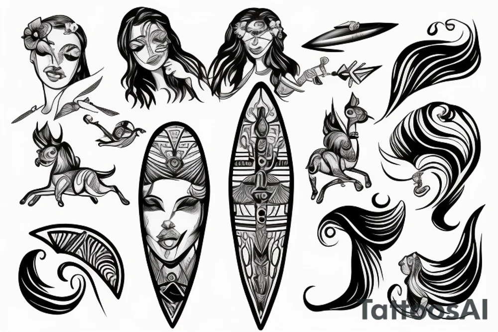 sagittarius surf girl tattoo idea