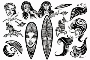 sagittarius surf girl tattoo idea