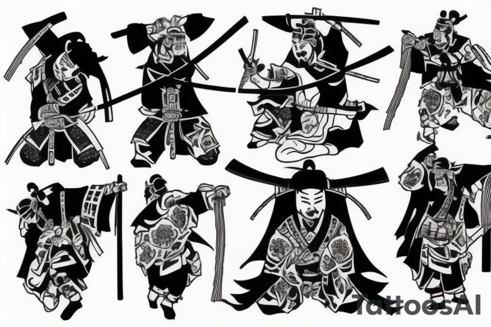 Japanese samurai bleeding after final battle tattoo idea Japanese samurai bleeding after final battle tattoo idea