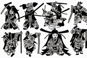 Japanese samurai bleeding after final battle tattoo idea