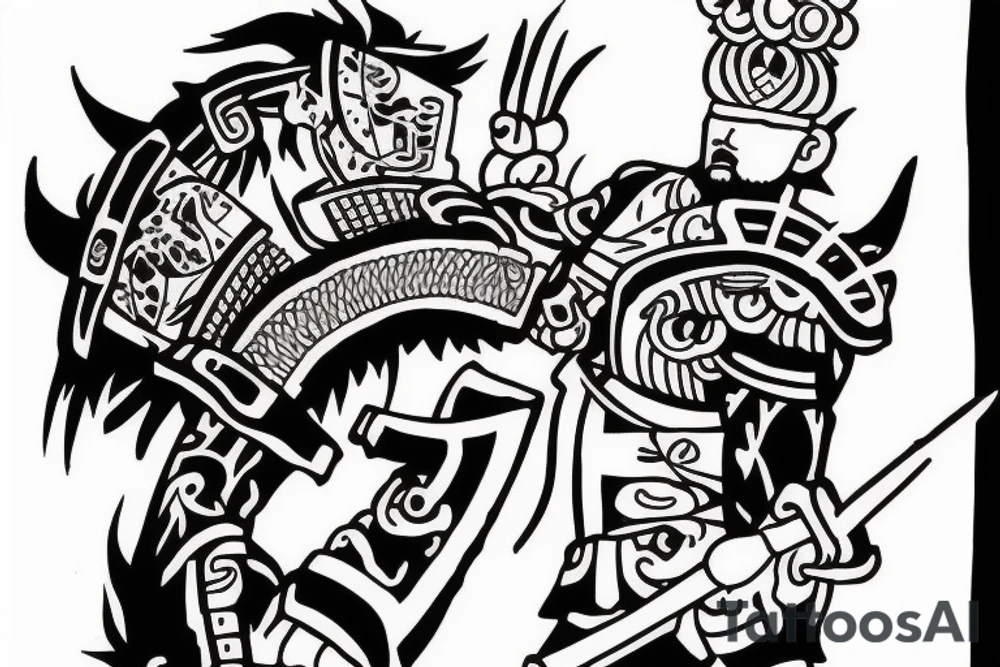 Japanese samurai bleeding after final battle tattoo idea Japanese samurai bleeding after final battle tattoo idea