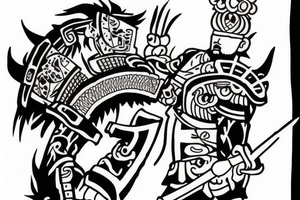 Japanese samurai bleeding after final battle tattoo idea