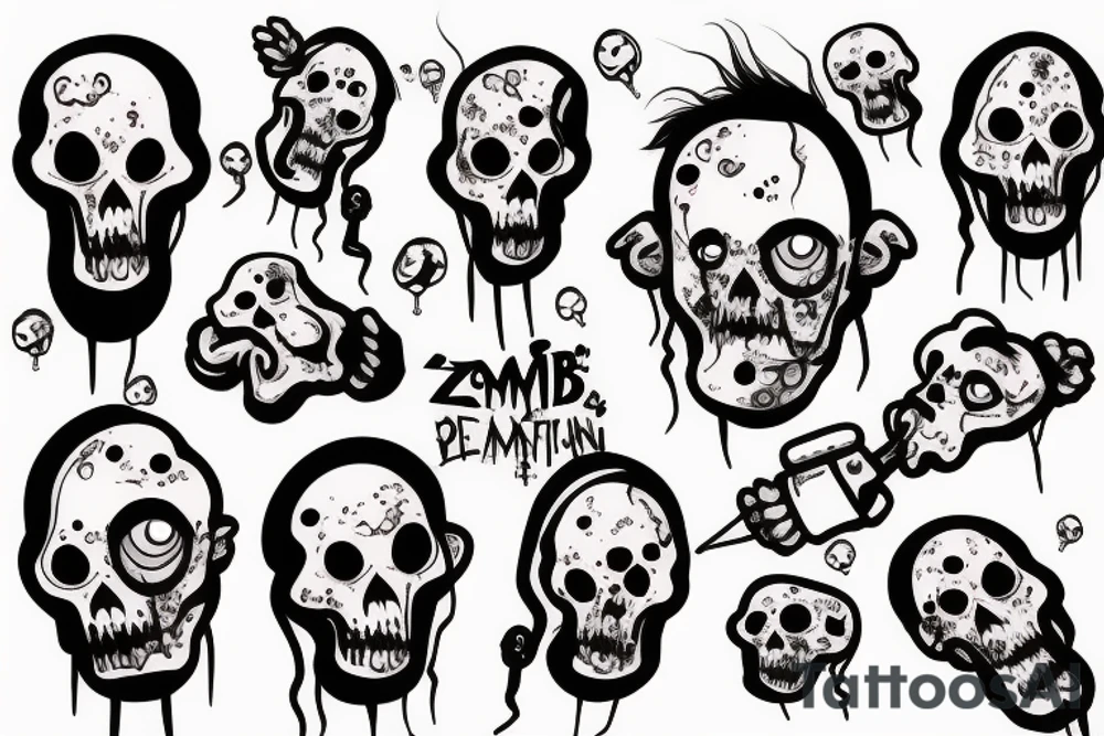 Zombie with balloon tattoo idea