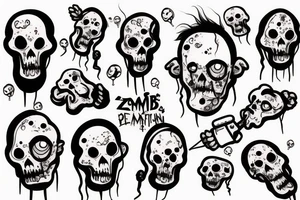 Zombie with balloon tattoo idea