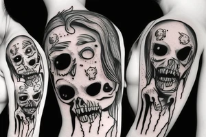 Zombie with balloon in hands tattoo idea