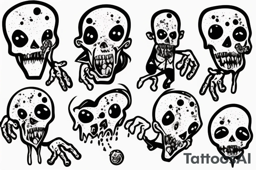 Zombie with balloon in hands tattoo idea