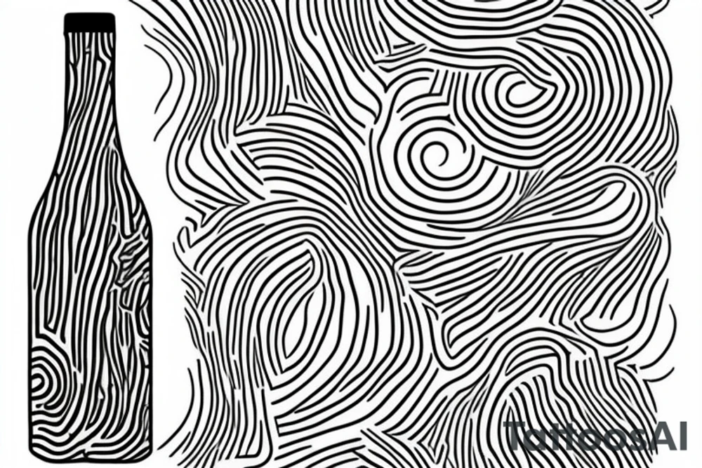 wine bottle with tree rings inside the bottle. thin lines tattoo idea wine bottle with tree rings inside the bottle. thin lines tattoo idea