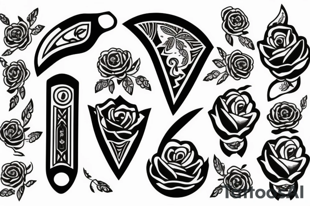 Knife with flawers tattoo idea