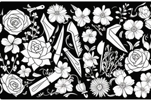 Knife with flawers tattoo idea