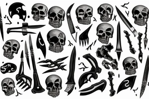 Knife with bones tattoo idea