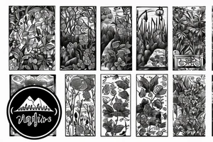 Train window overlooking fields and forests tattoo idea