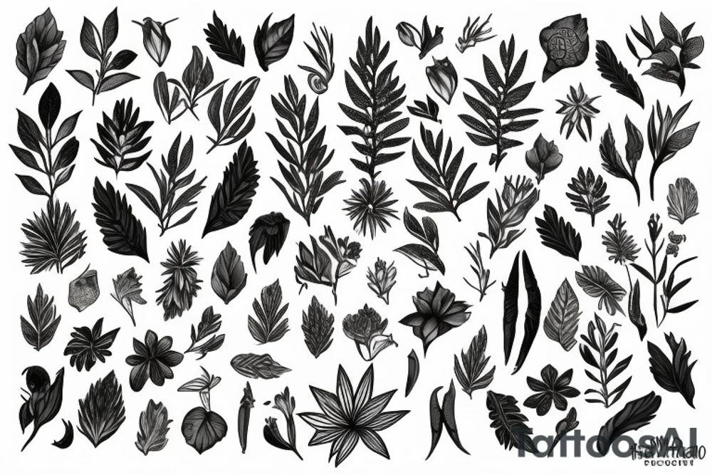 Figure,colour image of a plant,herbarium tattoo idea