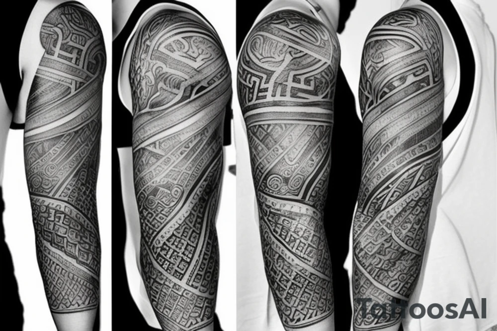 greek style sleeve tattoo idea