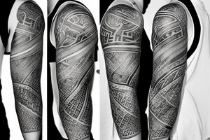 greek style sleeve tattoo idea