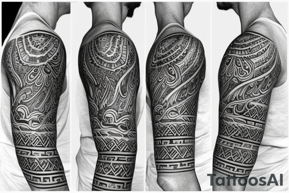 greek style sleeve tattoo idea