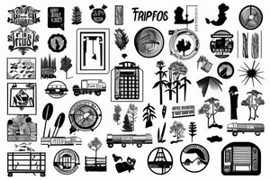 Train window overlooking fields and forests tattoo idea