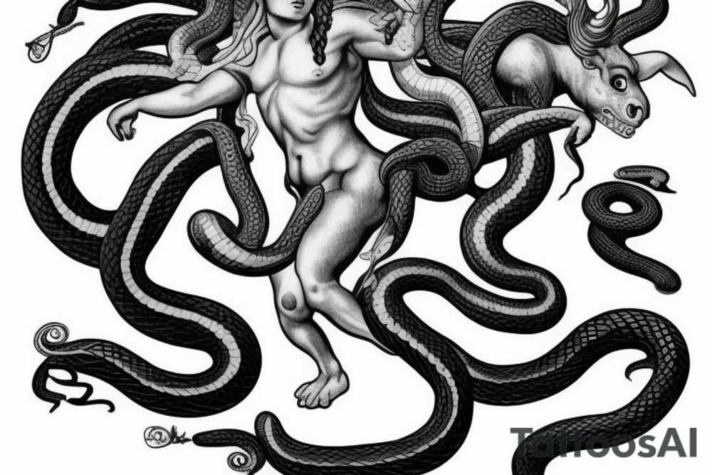 greek god mythology creature medusa snake minotaur tattoo idea