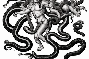 greek god mythology creature medusa snake minotaur tattoo idea