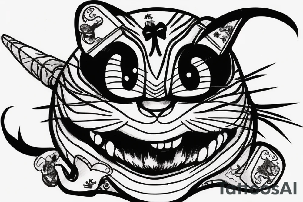 Cheshire cat with katana tattoo idea