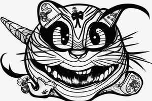 Cheshire cat with katana tattoo idea