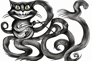 Cheshire cat with katana tattoo idea
