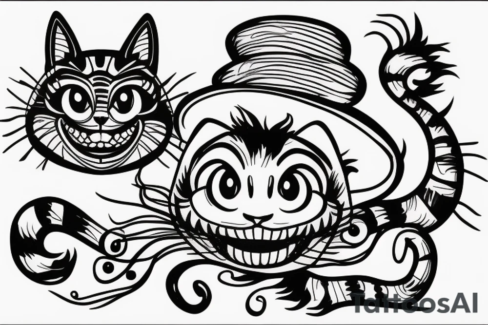Cheshire cat with hat tattoo idea