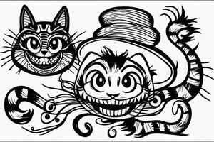 Cheshire cat with hat tattoo idea