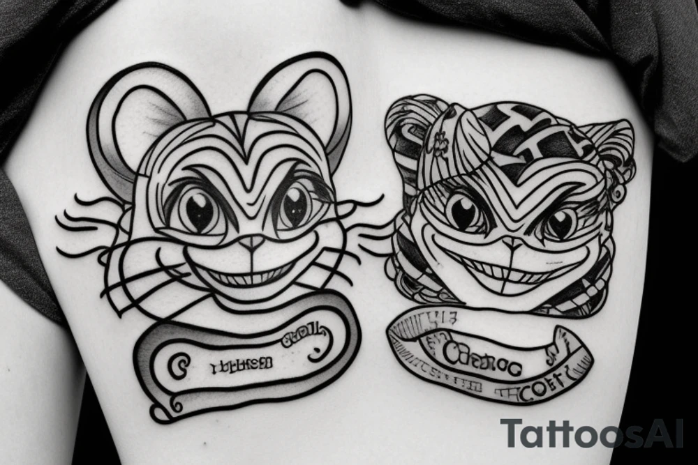 Cheshire cat with hat tattoo idea