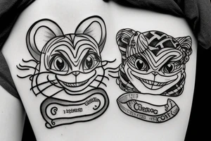 Cheshire cat with hat tattoo idea