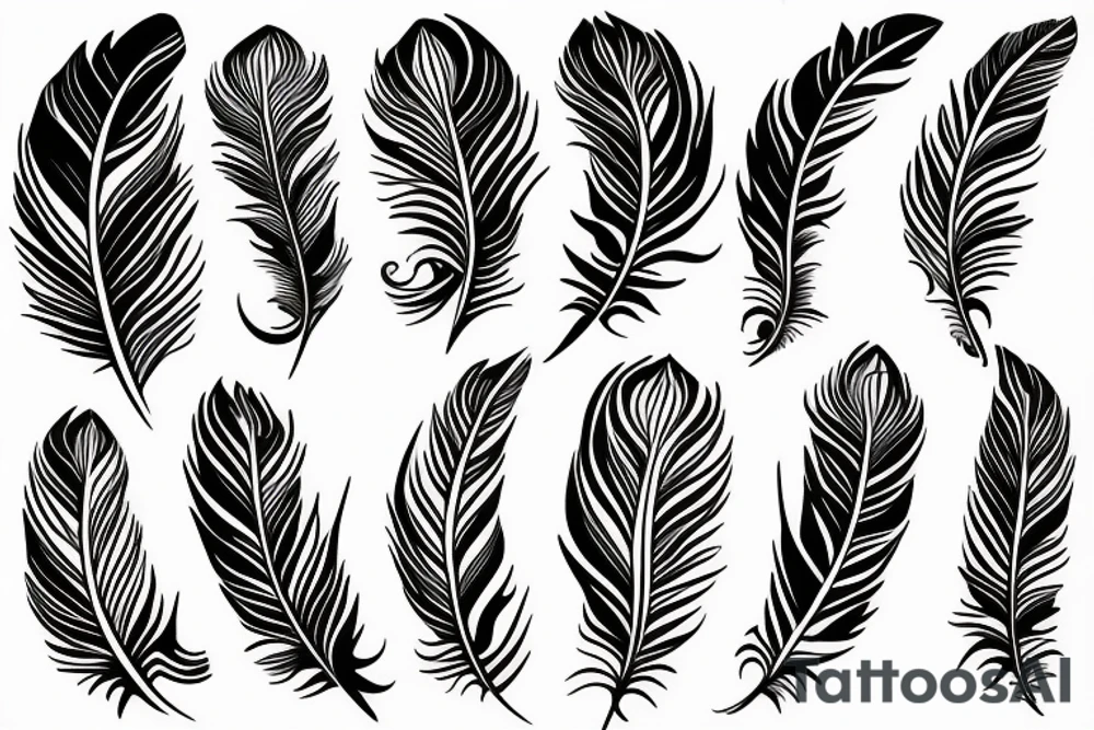 Feather birds moon tattoo idea