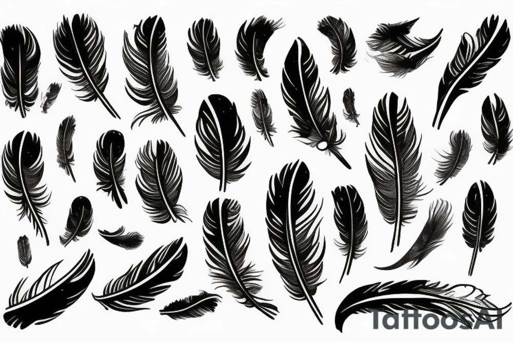 Feather birds moon tattoo idea