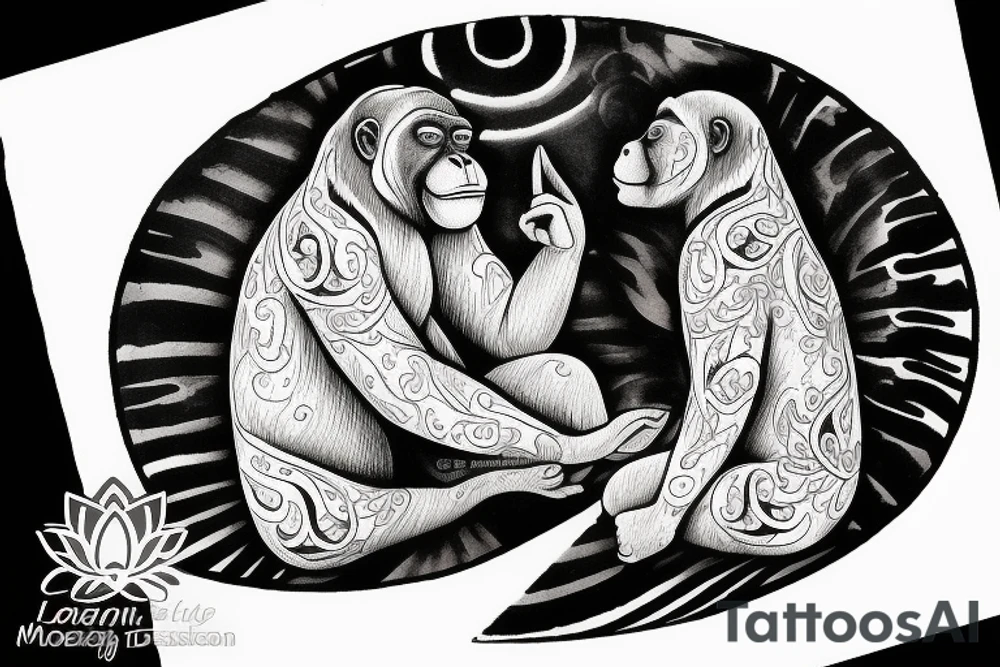 Orang Utan meditating in Lotus pose tattoo idea