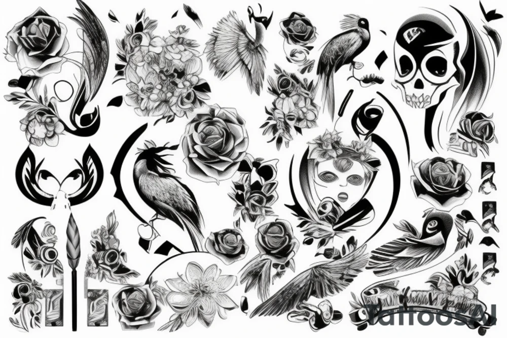 Rękaw z aparatem fotograficznym, kamerą i grami komputerowymi tattoo idea