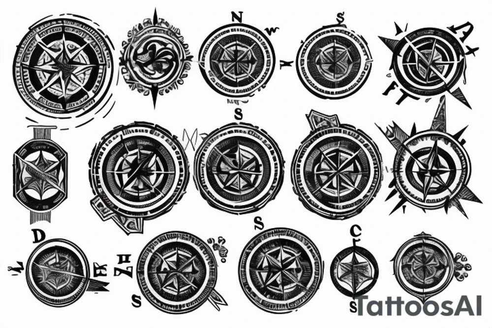 compass, roses, father and son tattoo idea