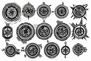 compass, roses, father and son tattoo idea