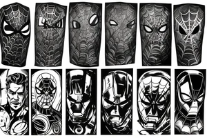 Iron man spiderman hulk capitan ameryka tattoo idea