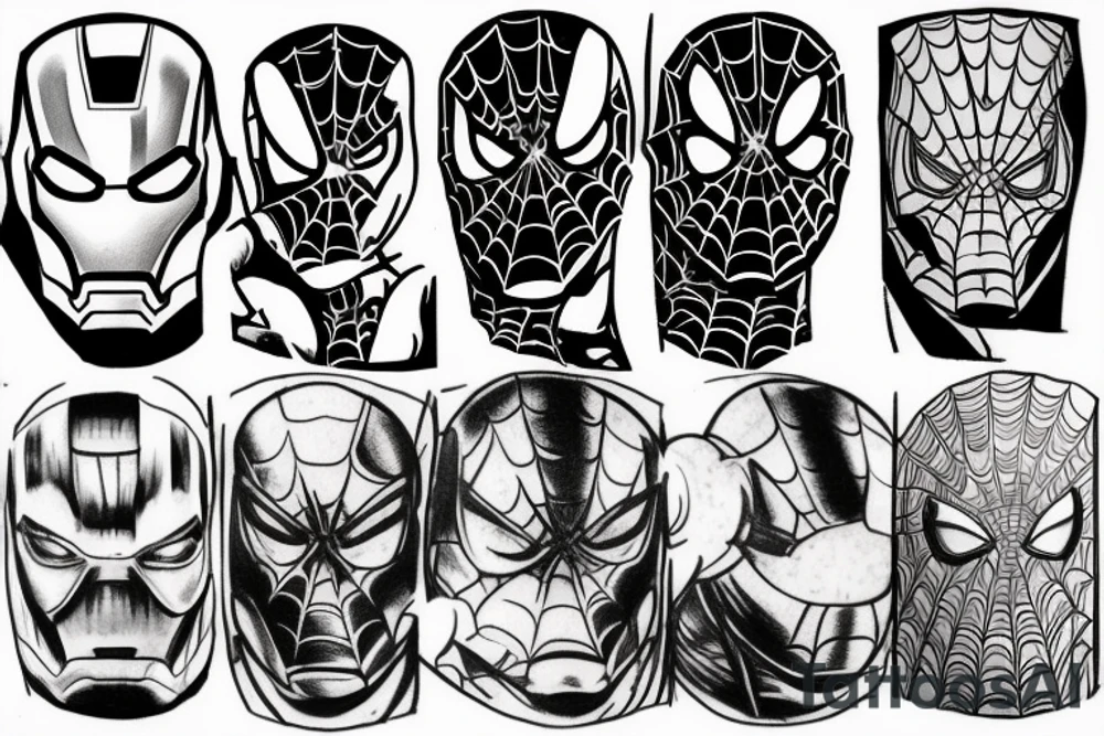 Iron man spiderman hulk capitan ameryka tattoo idea