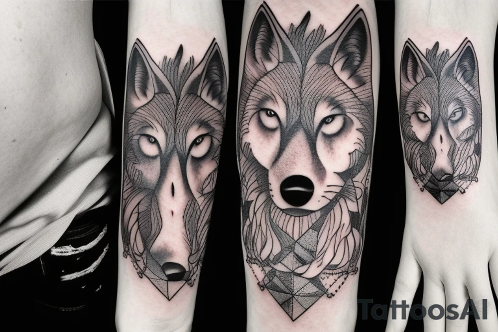 Wolf mountain moon tattoo idea