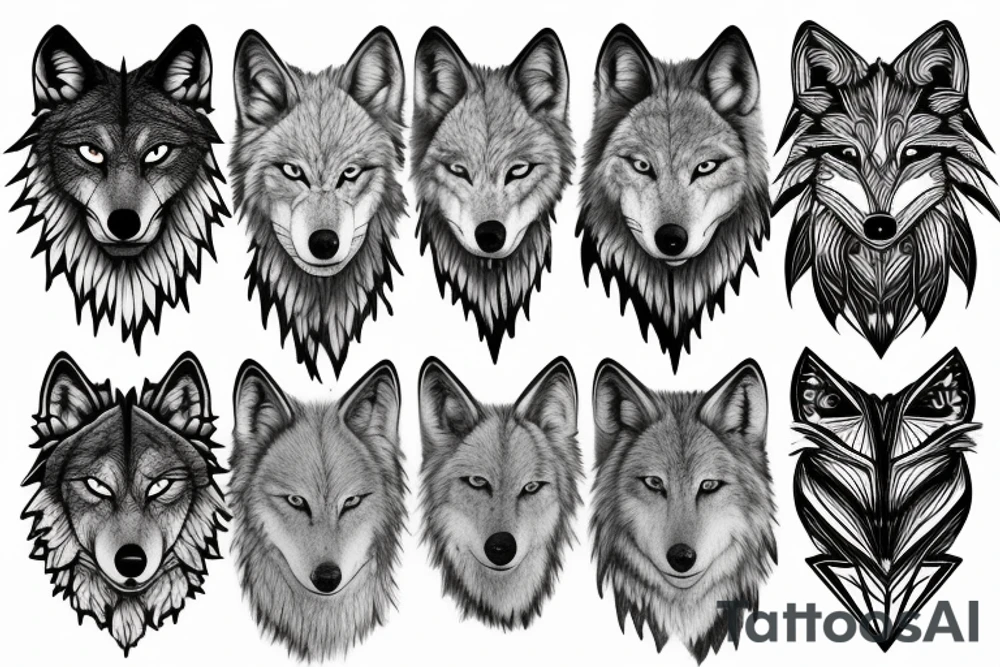 Wolf mountain moon tattoo idea